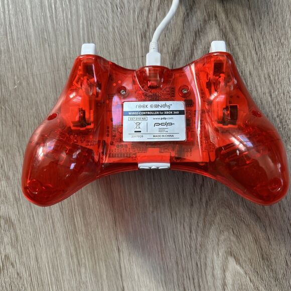 PDP Rock Candy Xbox 360 Wired Controller w/ Cable Clear Red Tested Works - Picture 4 of 10